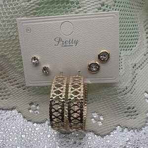 NWT Gold and Silver Textured Hoop Earrings